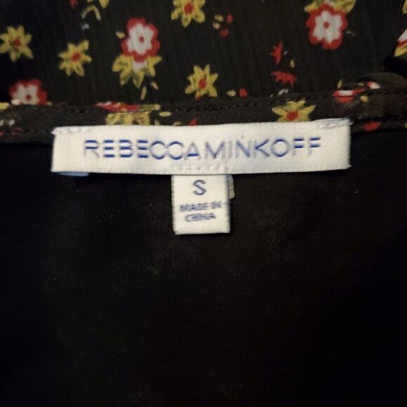 REBECCA MINKOFF 𝅺Black White Floral Sleeveless blouse S - Picture 5 of 6